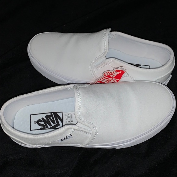 Vans Shoes - Asher white slip on vans